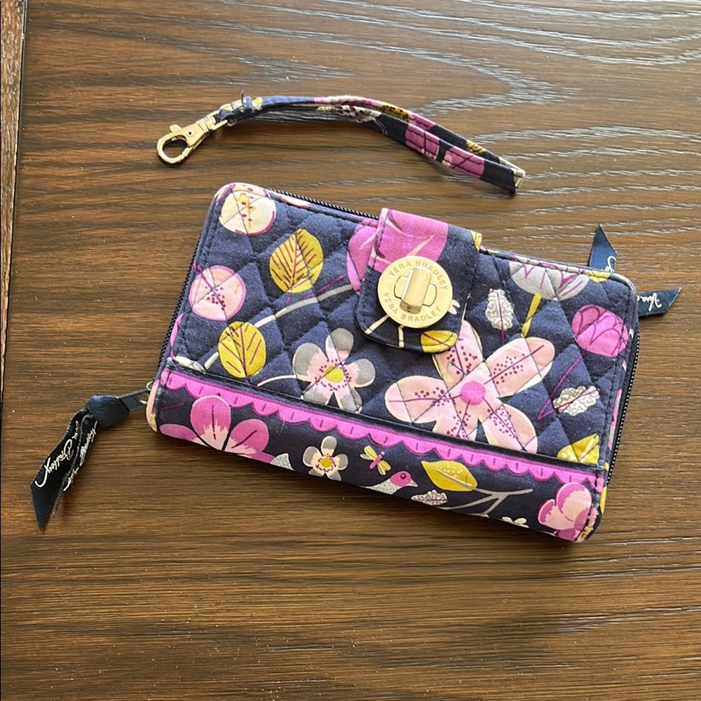 Vera Bradley Floral Quilted Turn Lock Wristlet Wallet